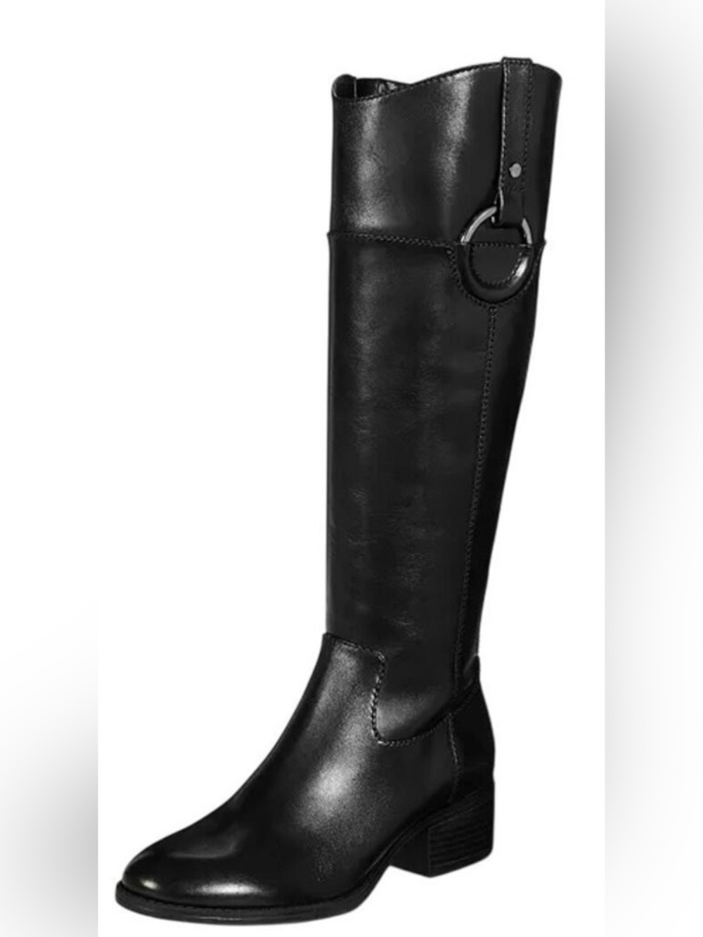 Alfani Briaa Black Leather Over-the-Knee Riding Boots with Ring Accent